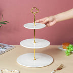 Serena 3 Tier Round Ceramic Dessert Stand White Nestasia