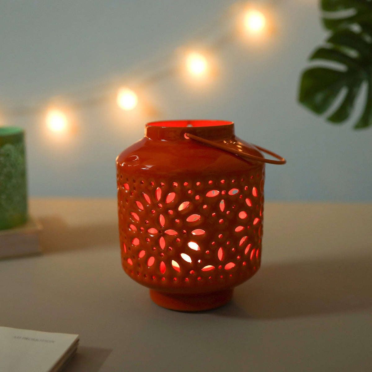 Metal Lantern Orange Nestasia