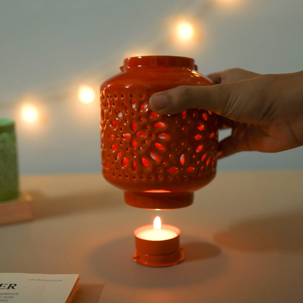 Metal Lantern Orange Nestasia
