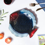 Studio Pottery Blue Fish Plate 10 Inch Nestasia