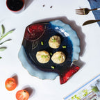 Studio Pottery Blue Fish Plate 10 Inch Nestasia