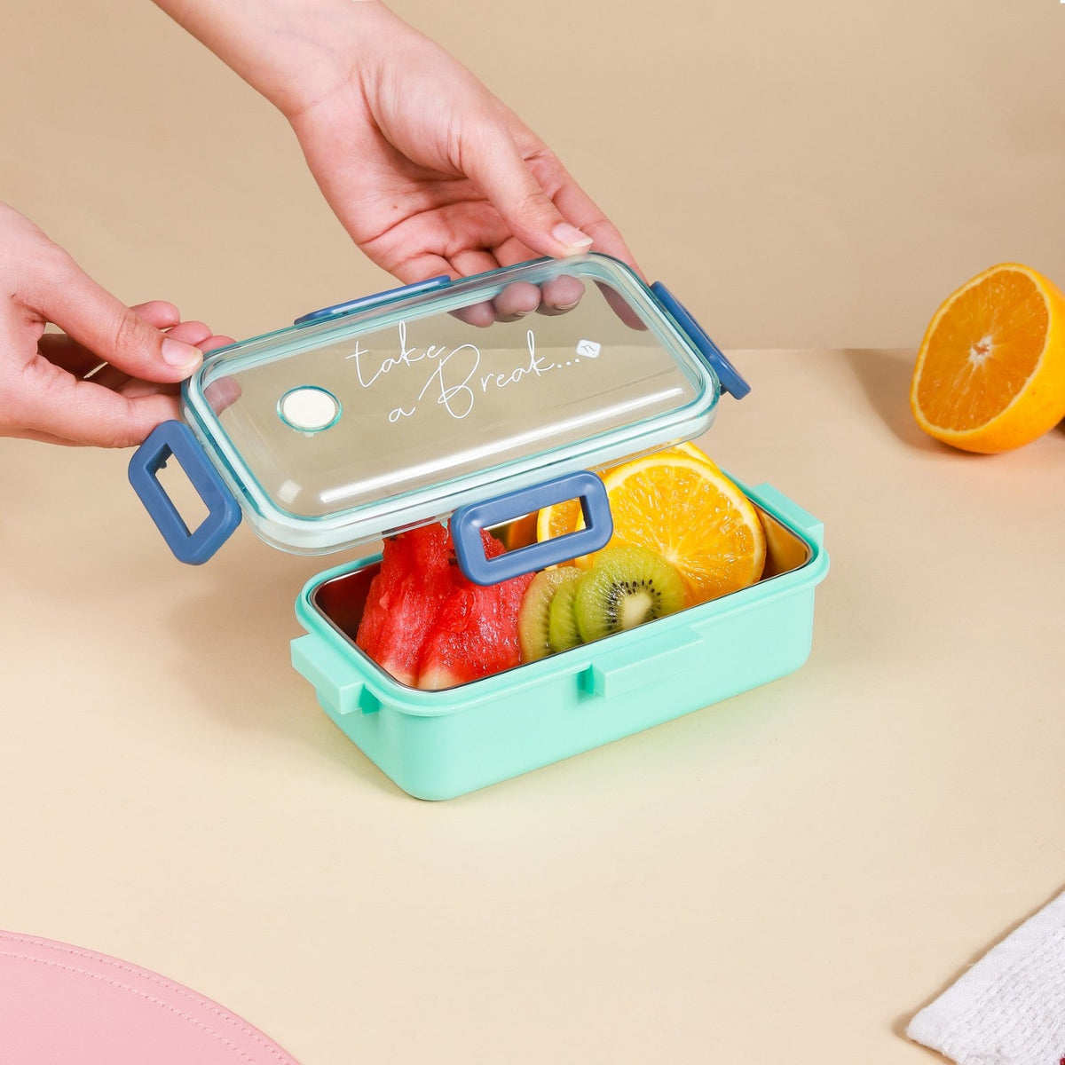 Stainless Steel Lunch Box Small Mint 530ml Nestasia