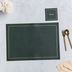 Leather Placemat And Coaster Set of 2 Nestasia