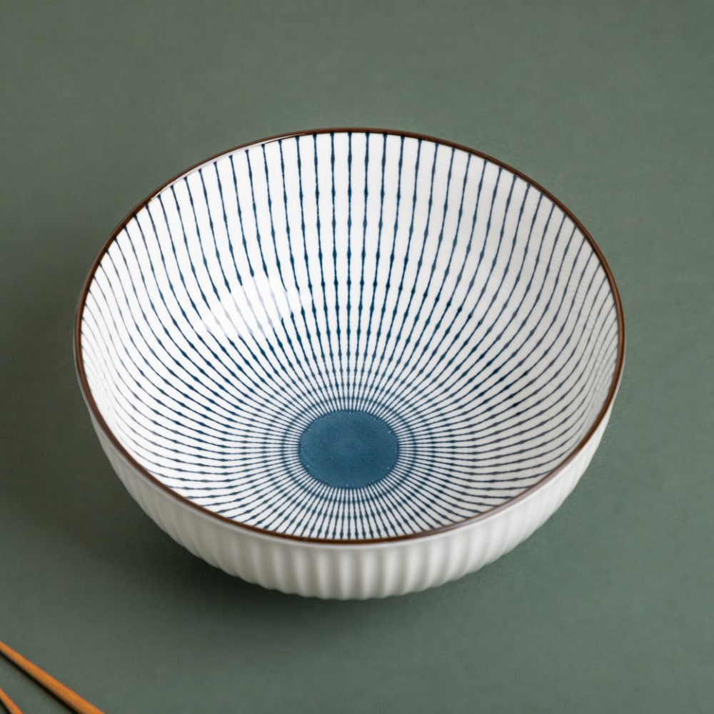 Meraki Striped Ceramic Serving Bowl 800 ml Nestasia