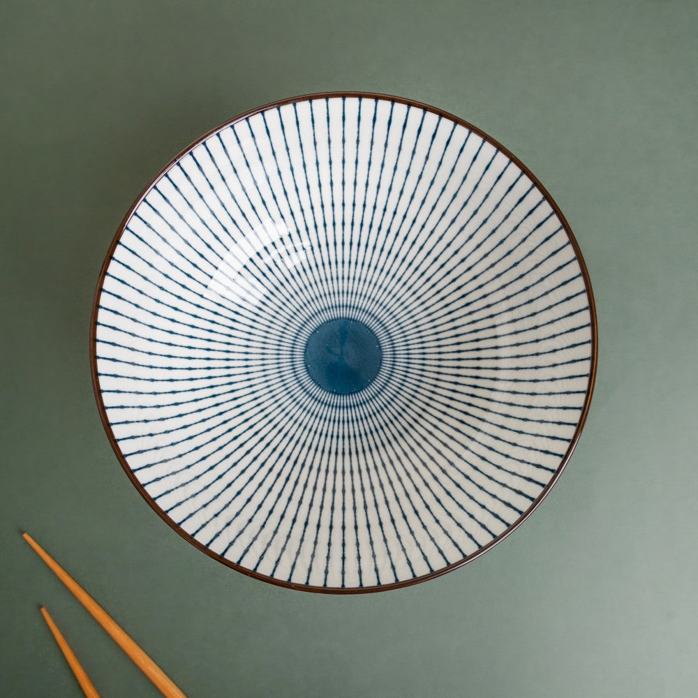 Meraki Striped Ceramic Serving Bowl 800 ml Nestasia