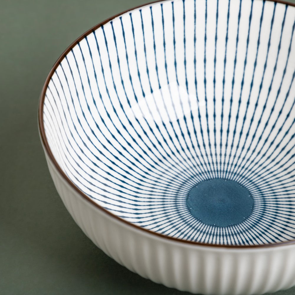 Meraki Striped Ceramic Serving Bowl 800 ml Nestasia