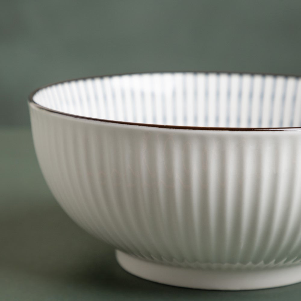 Meraki Striped Ceramic Serving Bowl 800 ml Nestasia