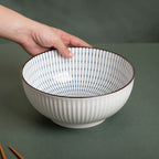 Meraki Striped Ceramic Serving Bowl 800 ml Nestasia
