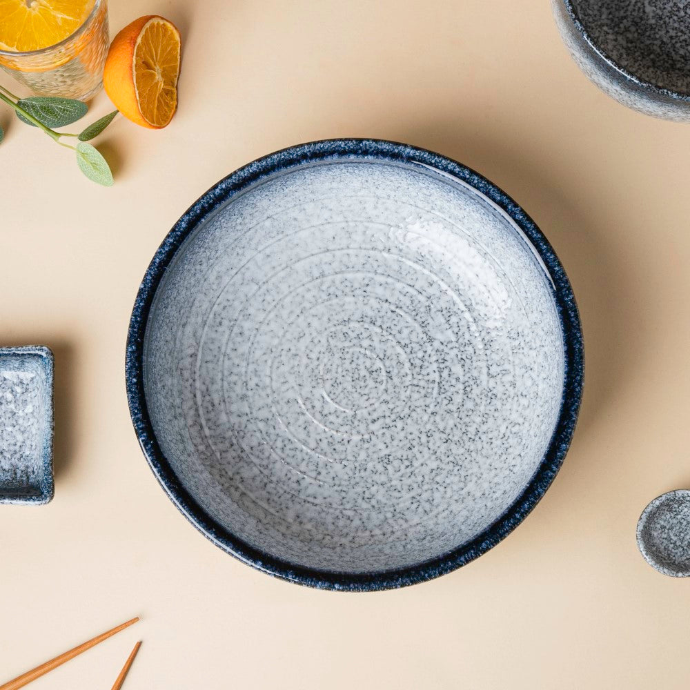 Pebble Glazed Serving Bowl Blue Grey 9 inch 1700 ml Nestasia