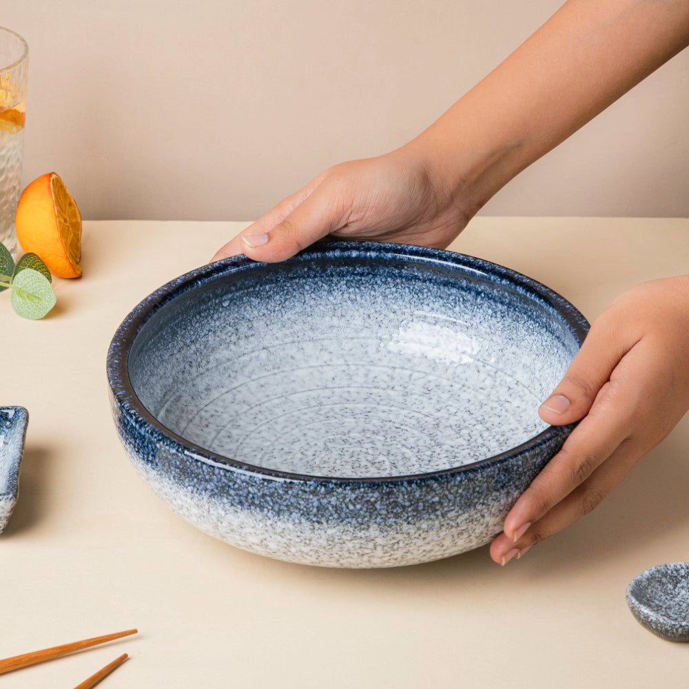 Pebble Glazed Serving Bowl Blue Grey 9 inch 1700 ml Nestasia