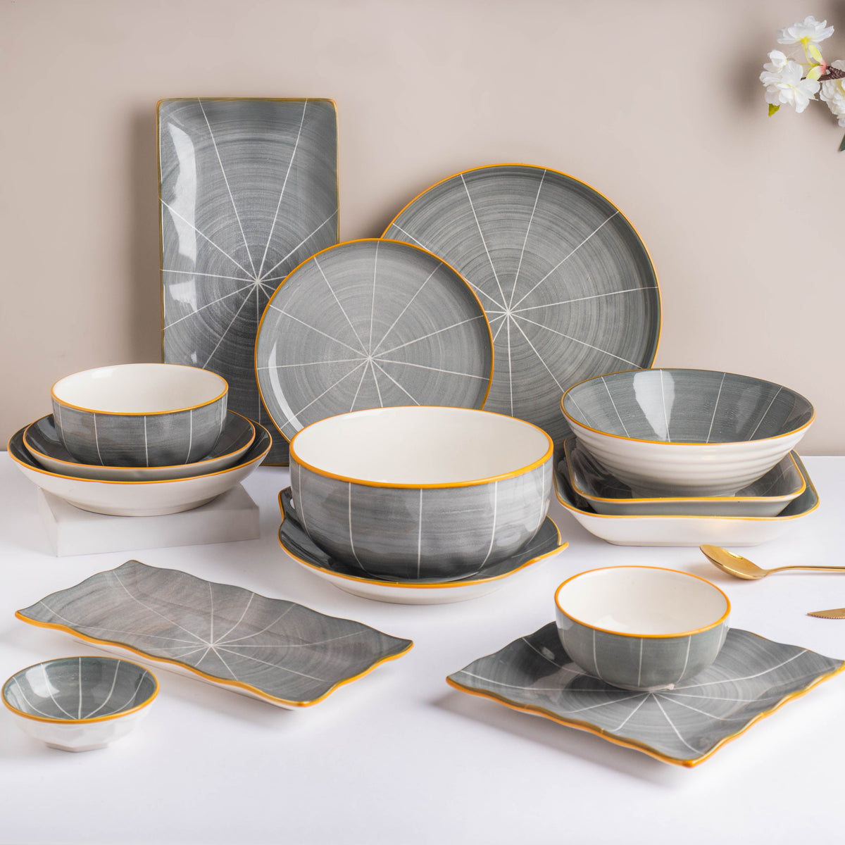 Willow Dark Grey Ceramic Snack Bowl Large Nestasia