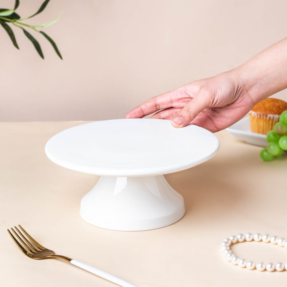 Serena Round Cake Stand 8 Inch Plate Small White Nestasia