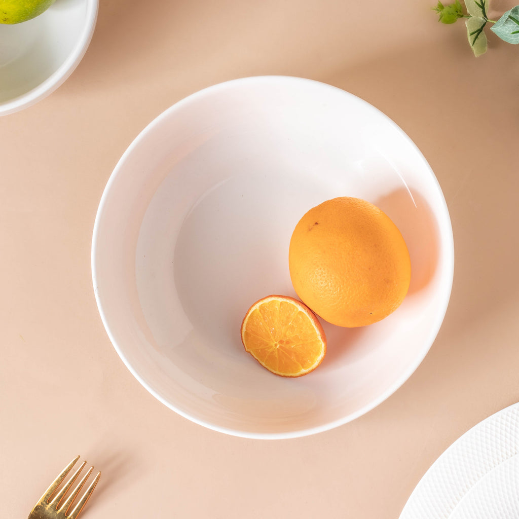 Riona Textured Ceramic Serving Bowl White 7 Inch Nestasia