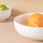 Riona Textured Ceramic Serving Bowl White 7 Inch Nestasia