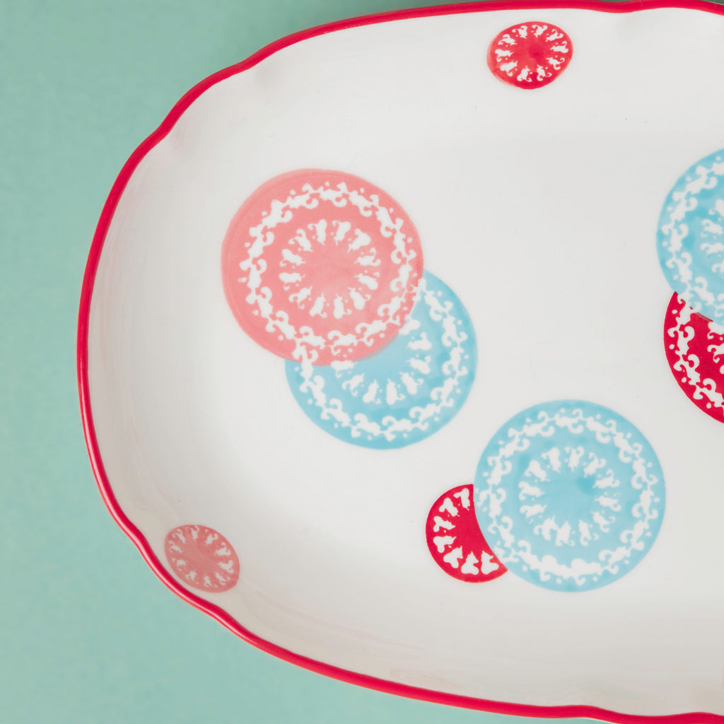 Spiral Candy White Long Plate Oval 10 inch Nestasia