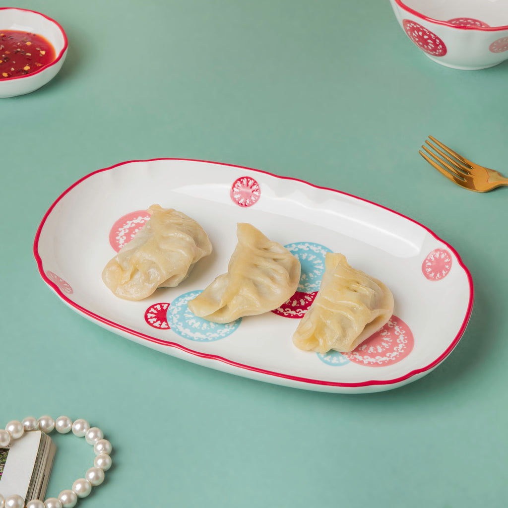 Spiral Candy White Long Plate Oval 10 inch Nestasia