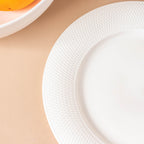 Riona Textured Ceramic Snack Plate White 8 Inch Nestasia