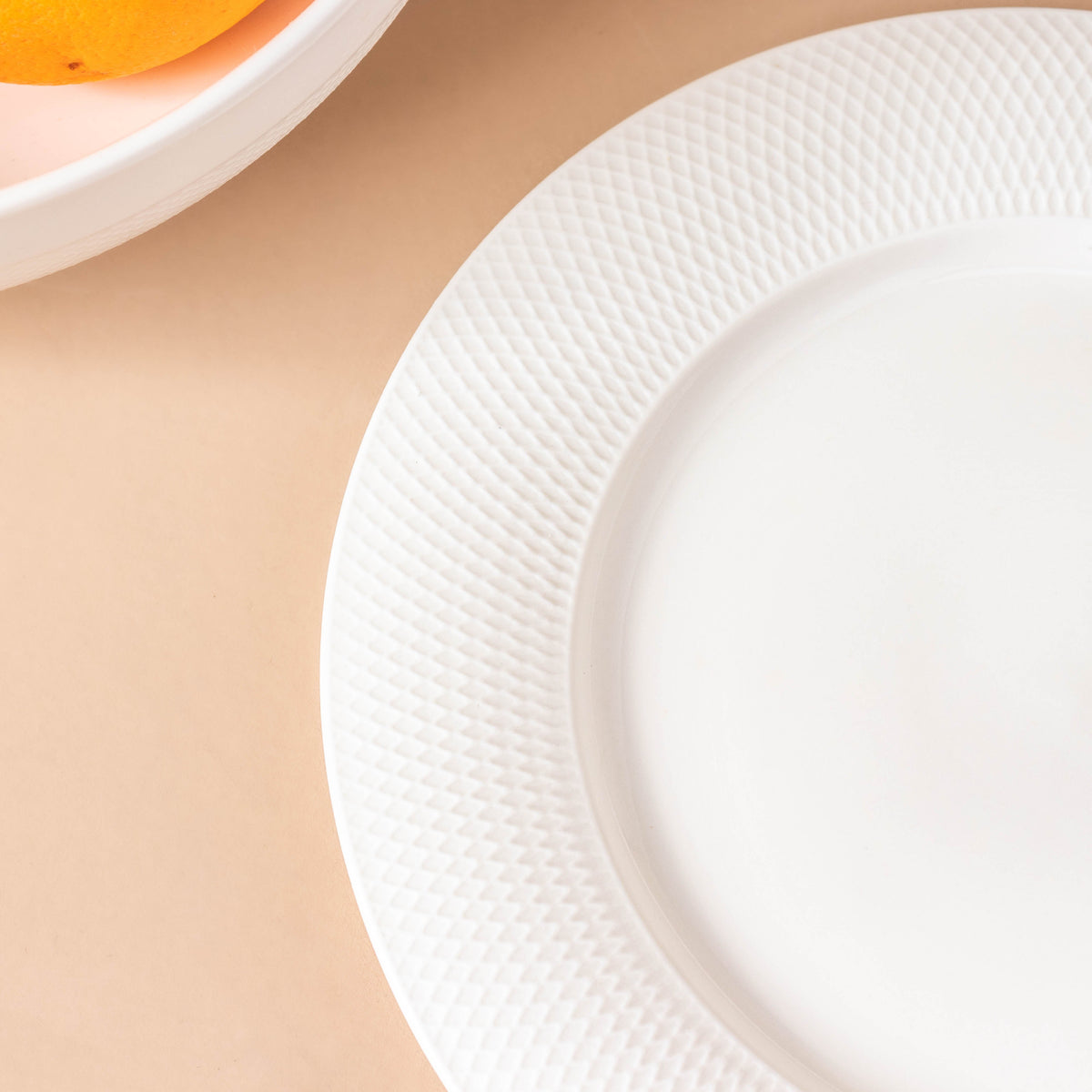 Riona Textured Ceramic Snack Plate White 8 Inch Nestasia
