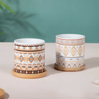 Botanic Expressions Ceramic Planter With Coaster Set Of 2 Nestasia