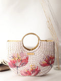 Handmade Seagrass Half Moon Tote Bag for Storage, Shopping