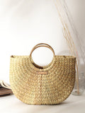 Handmade Seagrass U-Shape Tote Bag for Beach, Storage