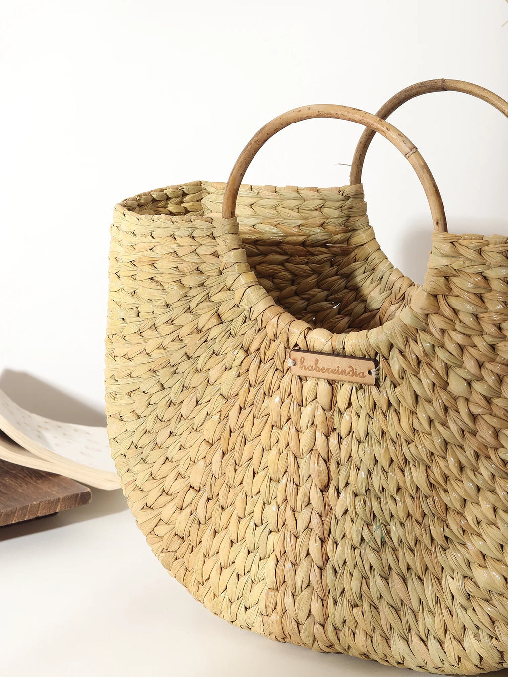 Handmade Seagrass U-Shape Tote Bag for Beach, Storage