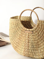 Handmade Seagrass U-Shape Tote Bag for Beach, Storage
