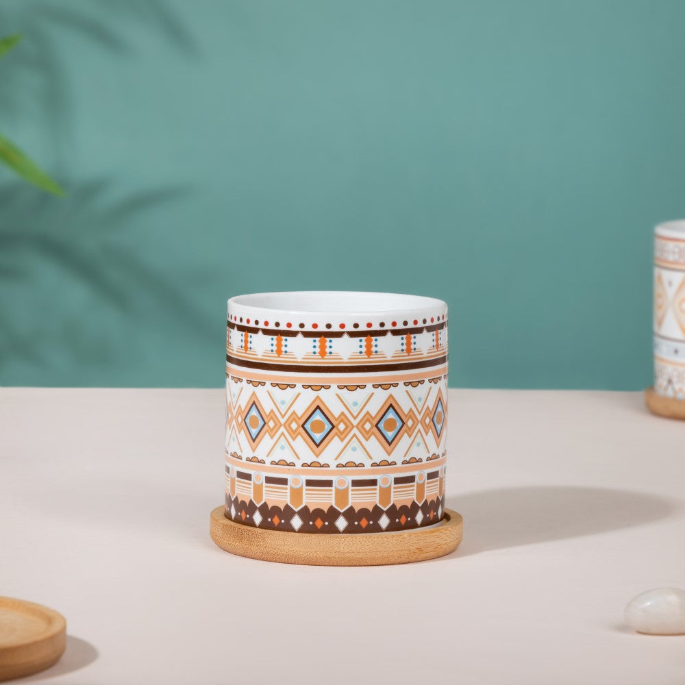 Botanic Expressions Ceramic Planter With Coaster Set Of 2 Nestasia