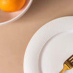 Riona Textured Ceramic Dinner Plate White 10 Inch Nestasia