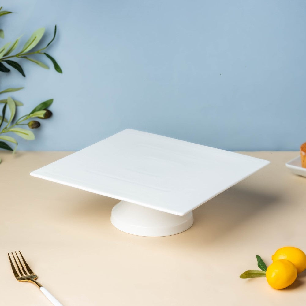 Serena White Square Cake Stand 10 Inch Large Nestasia