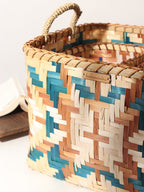 Natural Bamboo Shelf Baskets with Handles Set of 3 for Storage and Home Decor
