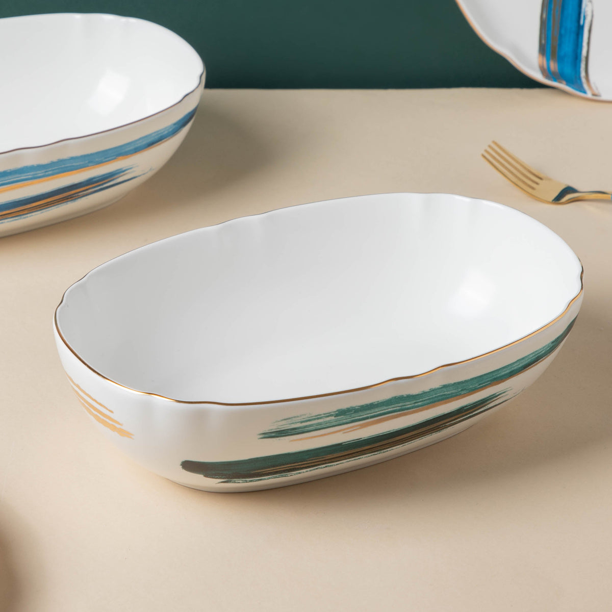Oceanic Coastal Green Serving Bowl 10 Inch Nestasia
