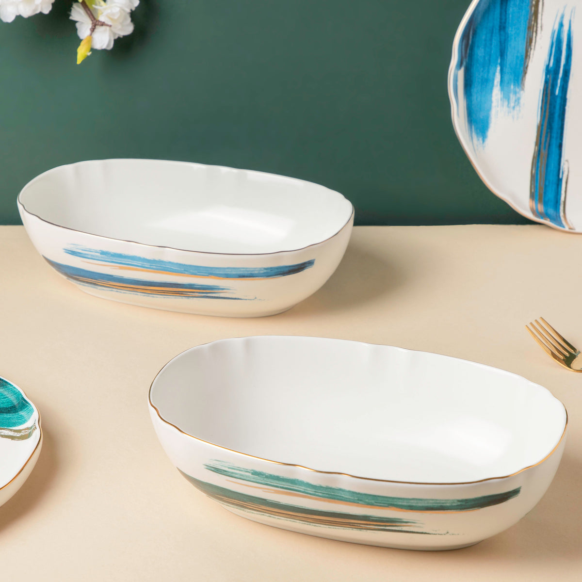 Oceanic Calm Blue Serving Bowl 10 Inch Nestasia