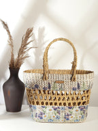 Handwoven Seagrass Tote for Shopping, Picnic & Office Storage