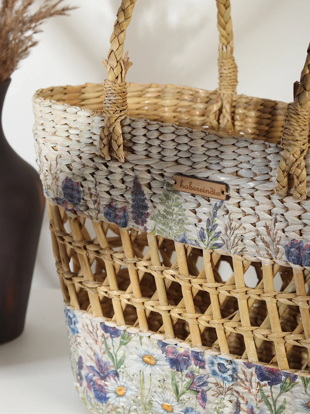 Handwoven Seagrass Tote for Shopping, Picnic & Office Storage
