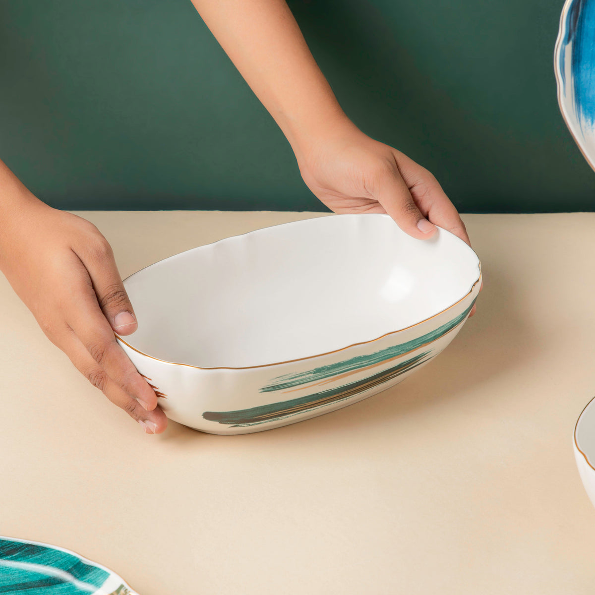 Oceanic Coastal Green Serving Bowl 10 Inch Nestasia