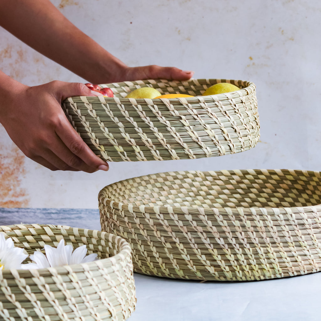Wicker Storage Basket Set of 3 Nestasia