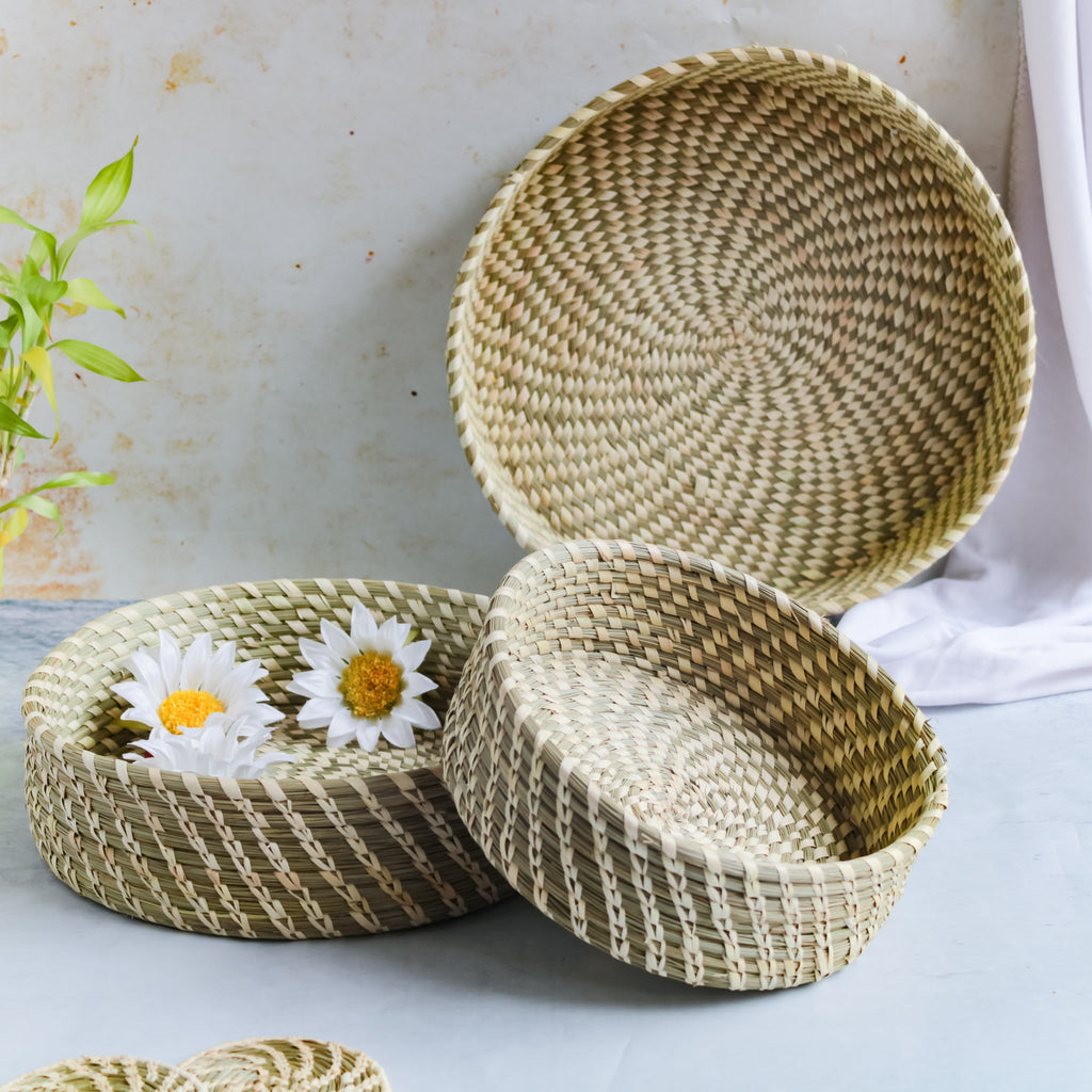 Wicker Storage Basket Set of 3 Nestasia
