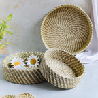 Wicker Storage Basket Set of 3 Nestasia