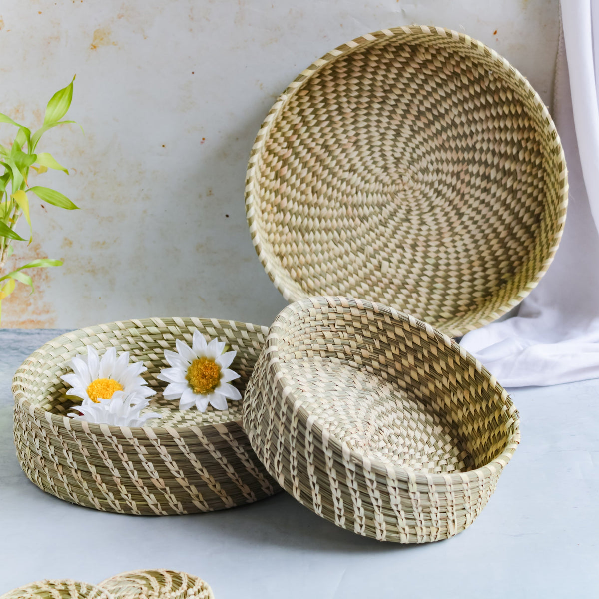 Wicker Storage Basket Set of 3 Nestasia