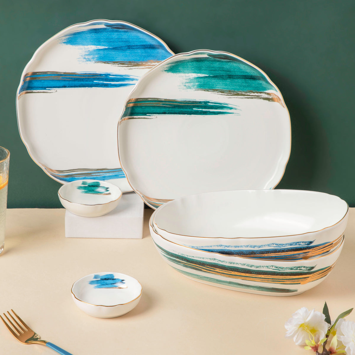 Oceanic Calm Blue Serving Bowl 10 Inch Nestasia
