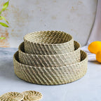 Wicker Storage Basket Set of 3 Nestasia
