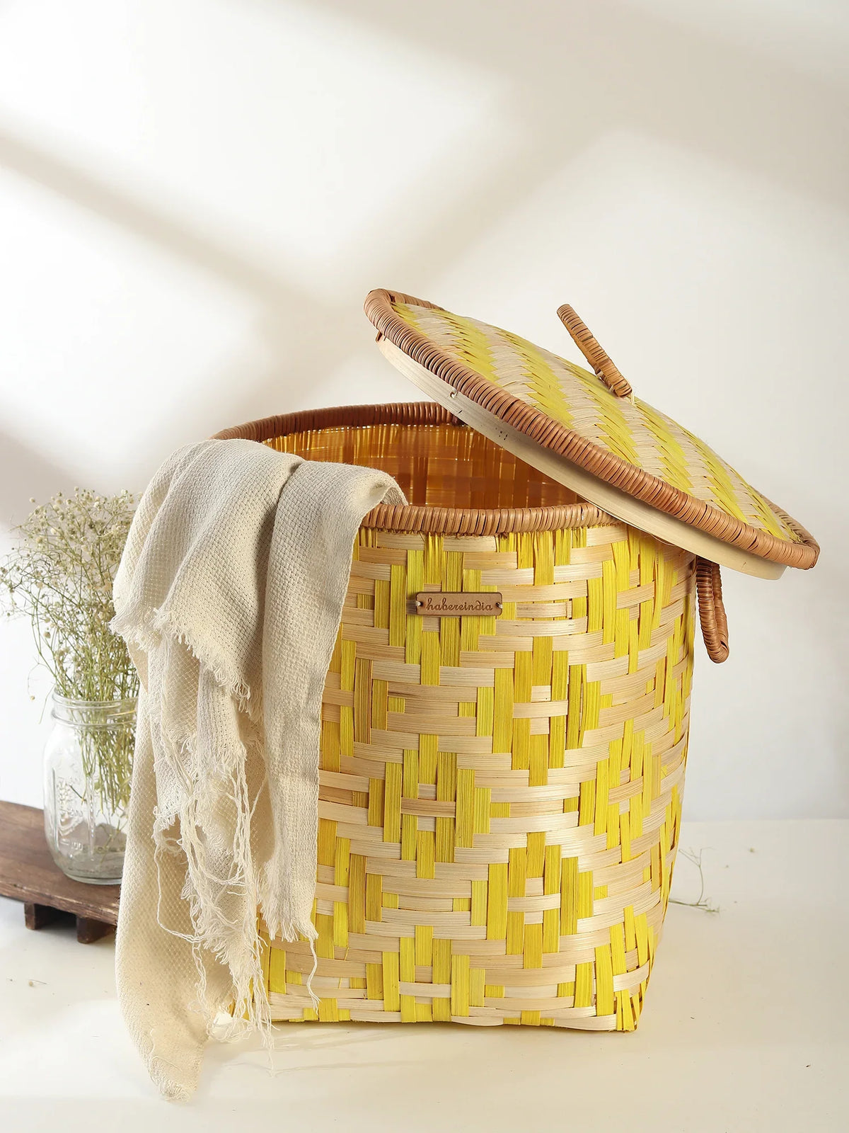 Handwoven Bamboo Laundry Basket with Lid for Stylish Home Organization