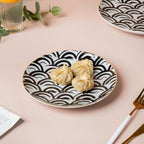 Scallop Artistic Snack Plate Black White 8 Inch Nestasia