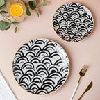 Scallop Artistic Snack Plate Black White 8 Inch Nestasia