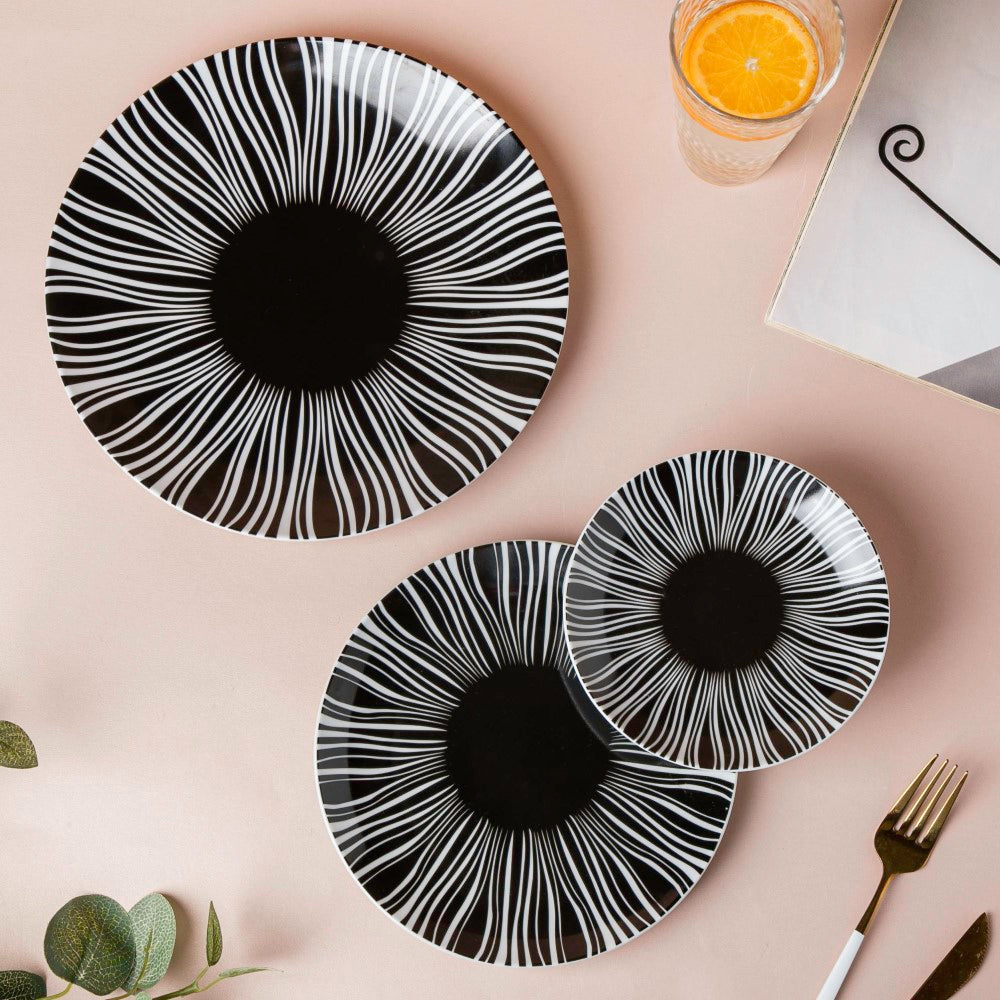 La Mode Printed Ceramic Salad Plate Black 8 Inch Nestasia