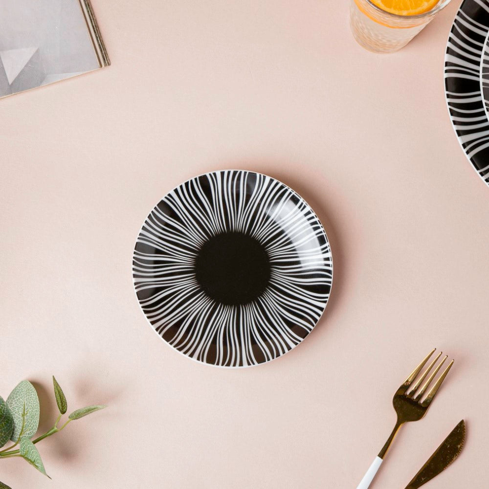 La Mode Printed Ceramic Dessert Plate Black 6 Inch Nestasia