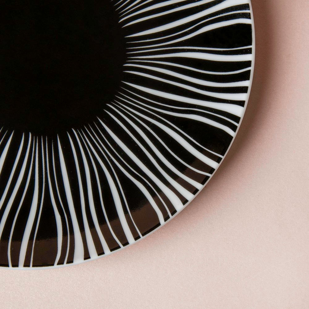 La Mode Printed Ceramic Salad Plate Black 8 Inch Nestasia