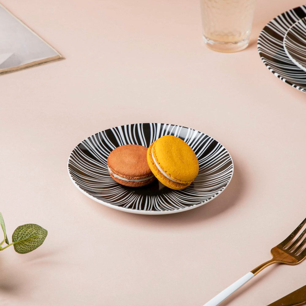 La Mode Printed Ceramic Dessert Plate Black 6 Inch Nestasia