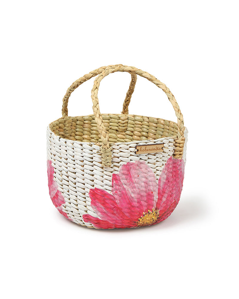 Seagrass Round Hamper Basket for Fruit Storage and Decorative Display